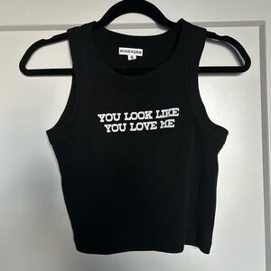 Homework “You Look Like You Love Me” Ribbed Crop Tank Top - Size Small